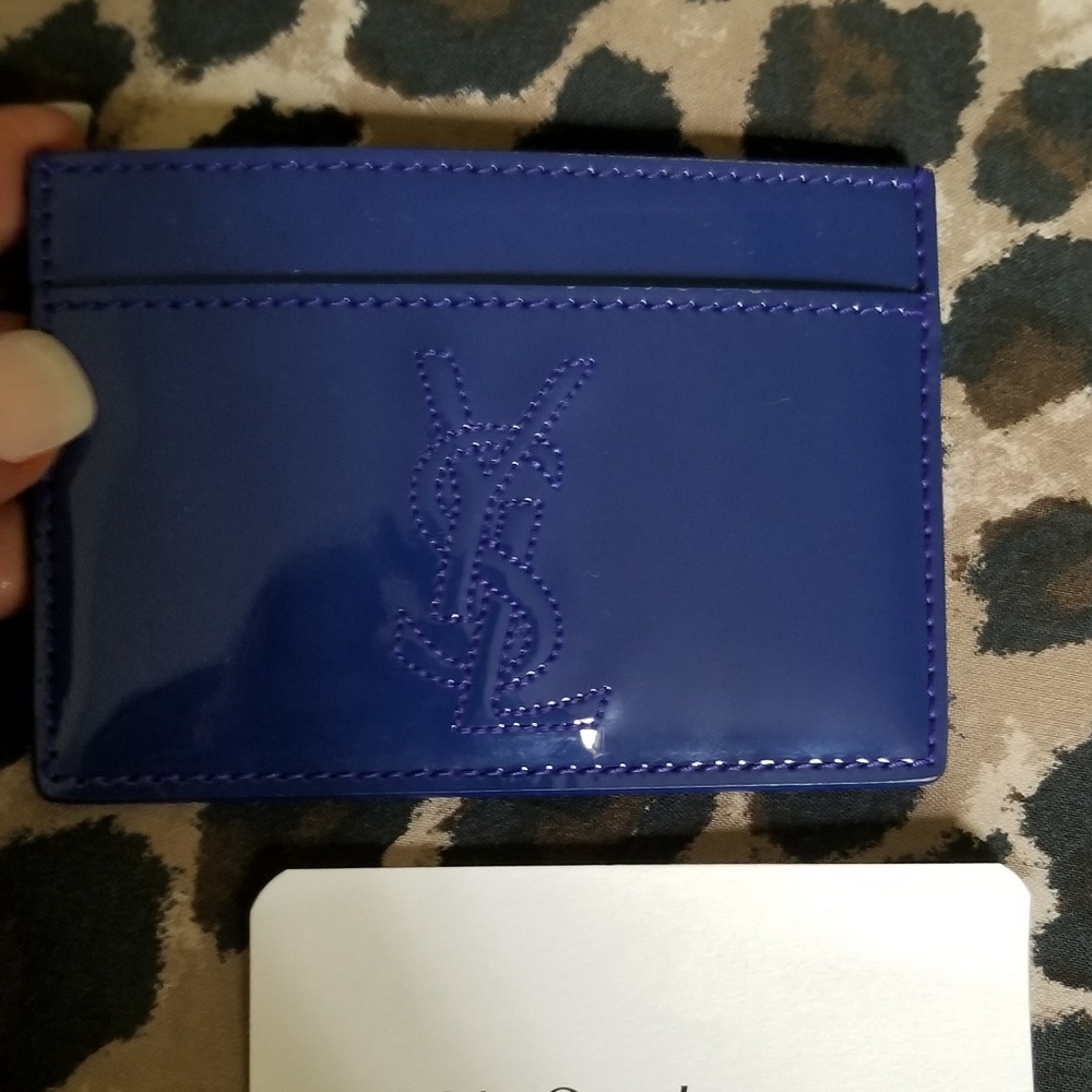 Electric Blue Yves Saint Laurent Patent Cardholder